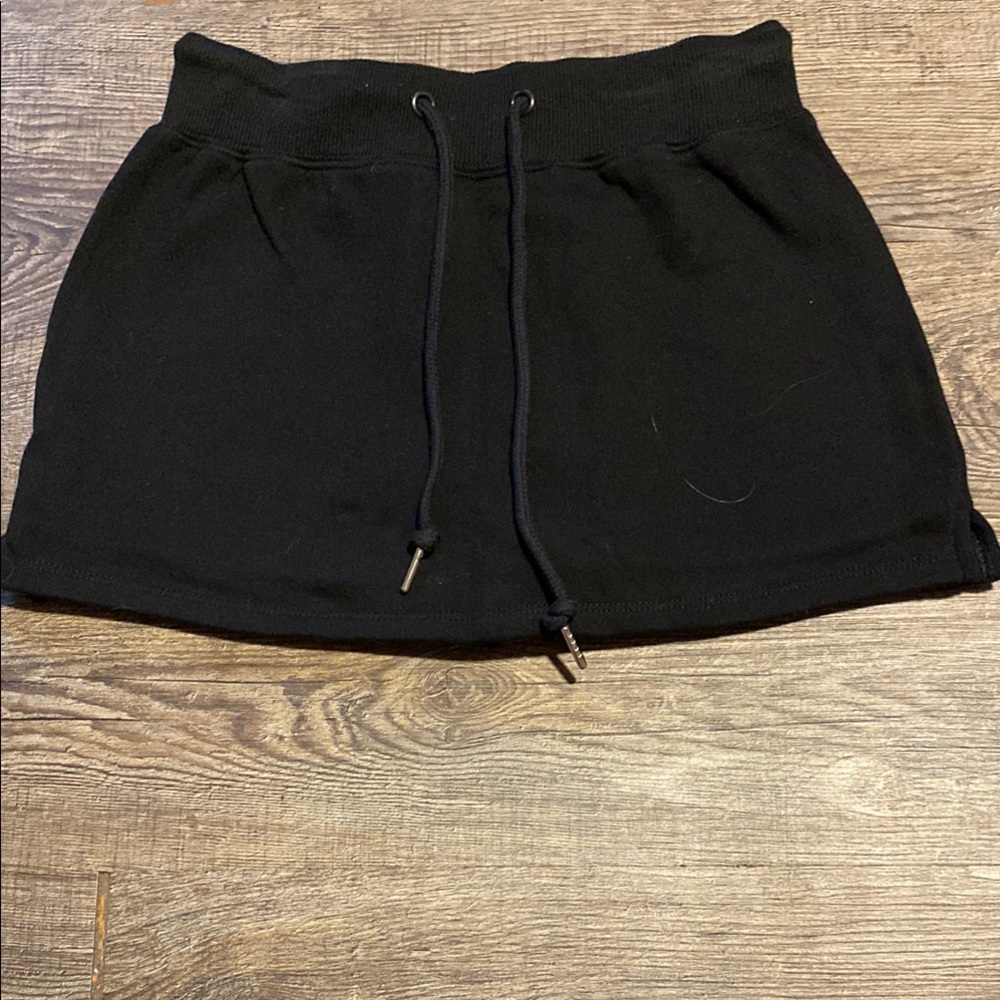 Black Mini Skirt with Drawstring